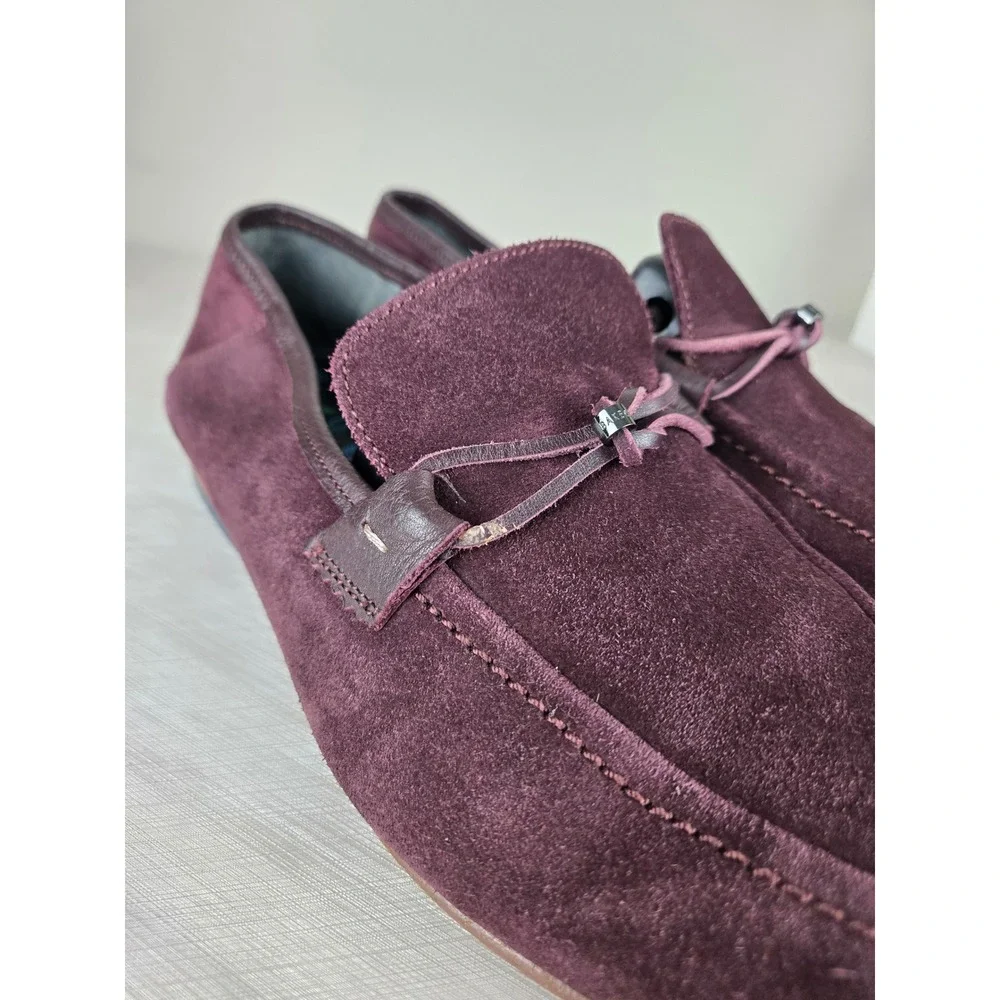 Ted Baker London SIBLAC Burgundy Suede Loafers Mens US 11 EU 44 Parrot Print